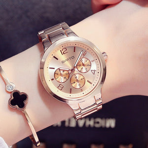 GIMTO Small Brand Rose Gold Women Watch Steel Luxury Ladies Watch Creative Girl Quartz Wristwatch Clock Montre Relogio Feminino