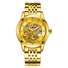 LANGLEY 2017 New Automatic Watches Men Luxury Business Watch 3D Carving Dragon Gold Skeleton Watch Male Diamond Night vision