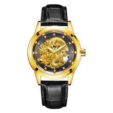 LANGLEY 2017 New Automatic Watches Men Luxury Business Watch 3D Carving Dragon Gold Skeleton Watch Male Diamond Night vision