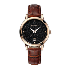 2017 Luxury Brand Women Watches Fashion Dress Ladies Watch Rose gold Star dial Design Leather Strap Quartz Watch Clock Women