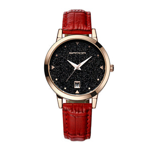 2017 Luxury Brand Women Watches Fashion Dress Ladies Watch Rose gold Star dial Design Leather Strap Quartz Watch Clock Women