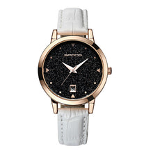 2017 Luxury Brand Women Watches Fashion Dress Ladies Watch Rose gold Star dial Design Leather Strap Quartz Watch Clock Women