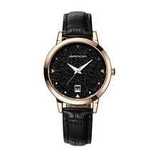 2017 Luxury Brand Women Watches Fashion Dress Ladies Watch Rose gold Star dial Design Leather Strap Quartz Watch Clock Women